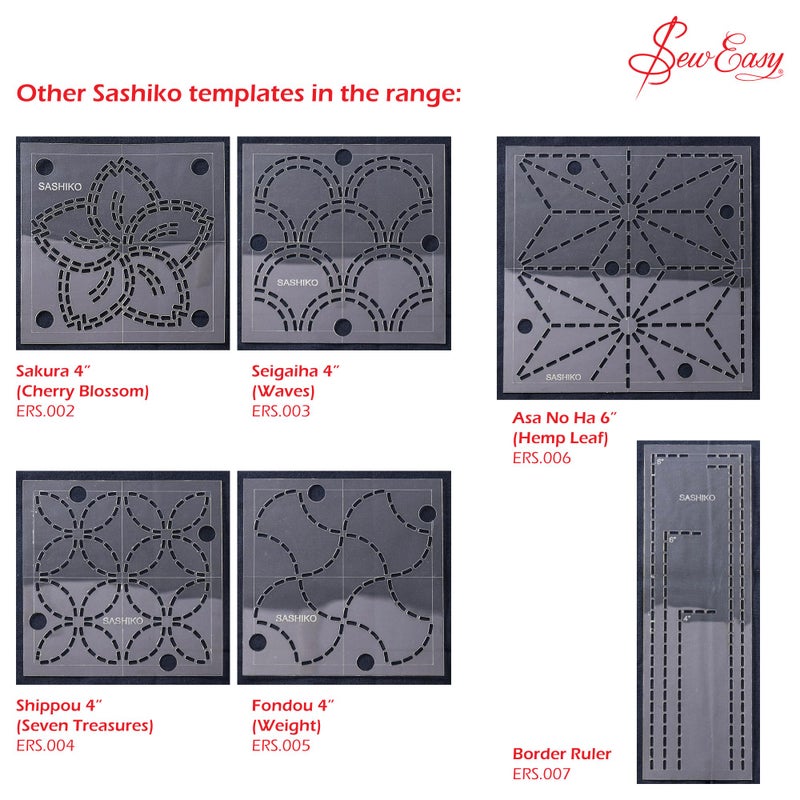 Sew Easy 4  Sashiko Template - Seigaiha (Waves) Quilting & Patchwork Rule for Applique Sewing  Transparent Acrylic Non-Slip  Instructions Included - Image 4